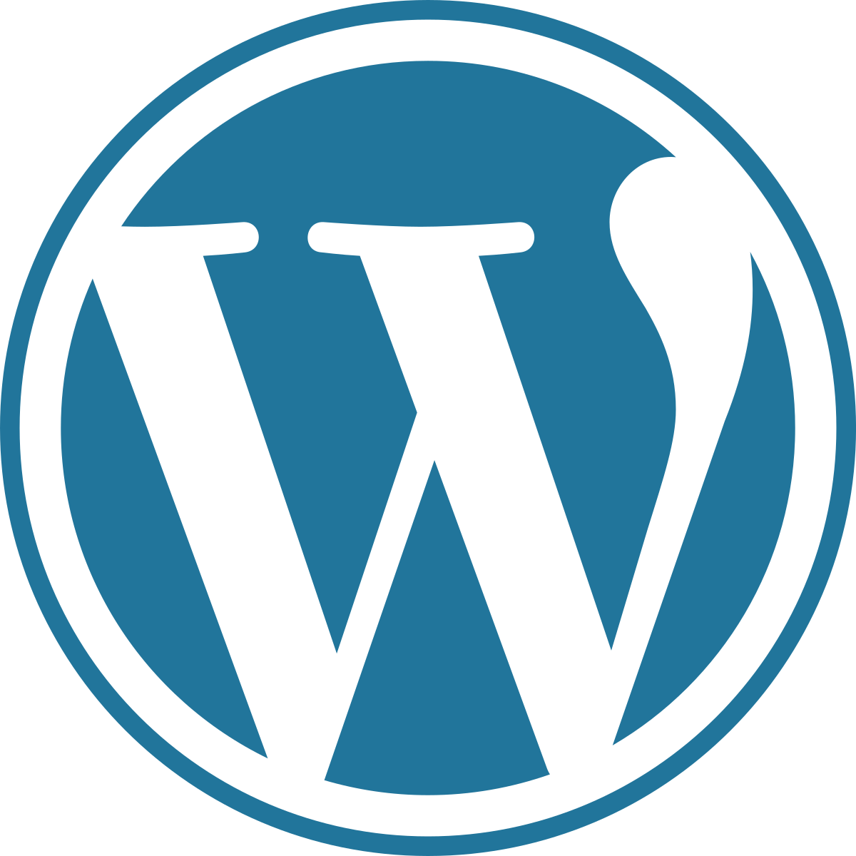 WordPress logo linking to web design and support webpage.